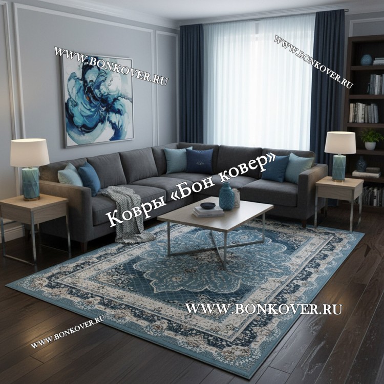 Турецкий Ковер Для гостиной New дизайн 82 Синий
